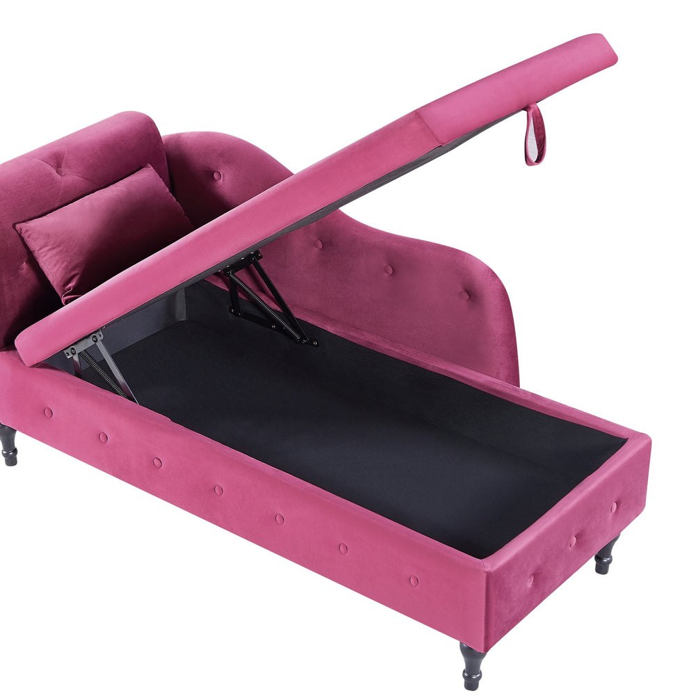 English Elm Aijia 60" Velvet Chaise Lounge With Hidden Storage, Button Tufting & Stylish Nailhead Trim In Burgundy W1117P285945
