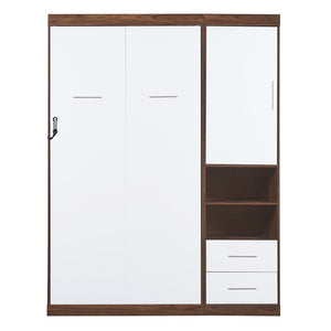 English Elm Twin Murphy Wall Bed with Side Cabinet Space Saving Mdf Frame for Studio Apartments LP000690AAK-1