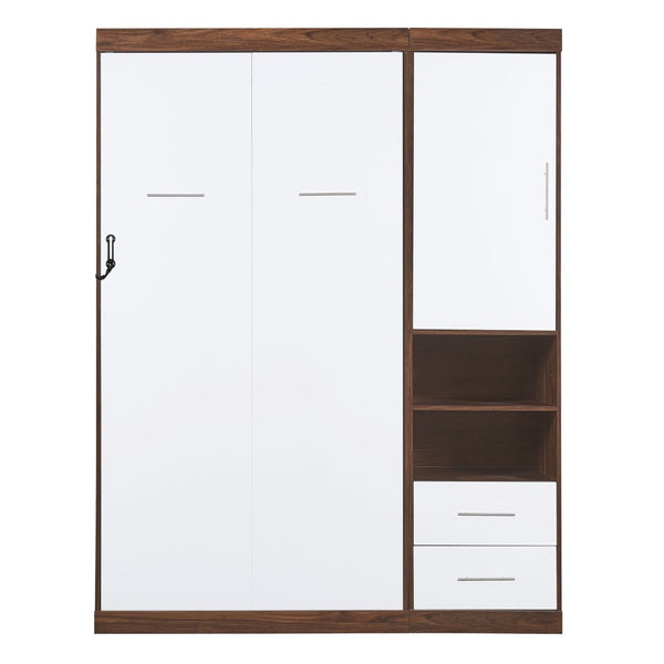 English Elm Twin Murphy Wall Bed with Side Cabinet Space Saving Mdf Frame for Studio Apartments LP000690AAK-1