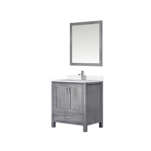 English Elm Distressed Grey 30 in Vanity with Cultured Marble Top, Chrome Faucet & 28x32 Mirror, Scratch-Resistant SurfaceDistressed Grey 30 in Vanity with Cultured Marble Top, Chrome Faucet & 28x32 Mirror, Scratch-Resistant Surface B2731S01326
