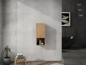 English Elm 12" Bathroom Side Cabinet with Soft-Close Hinges, Wall-Mounted Floating Oak Finish, Space-Saving Storage W999P283315
