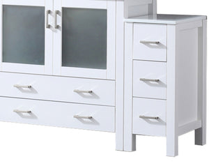 English Elm White Bath Vanity 60 in with Side Cabinets, Soft-Close Drawers, Ceramic Scratch-Resistant Top & Mirror B2731S00960