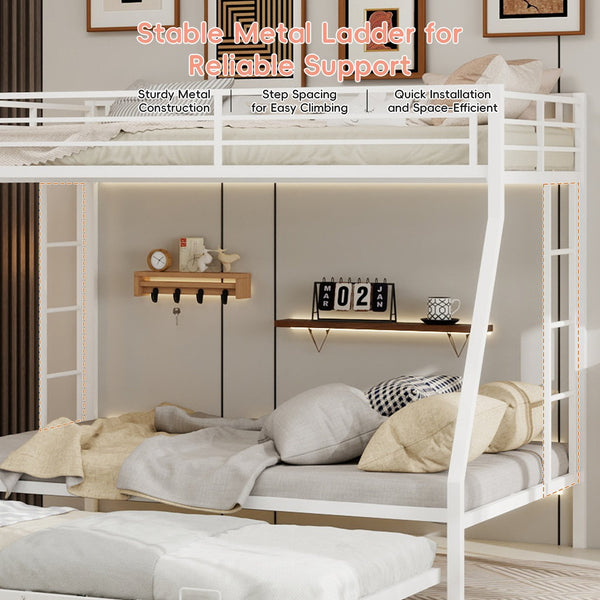 English Elm High Stability Square Tube Bunk Bed With Trundle & Ladder - Stylish Space-Saving Design For Homes W1935P360872