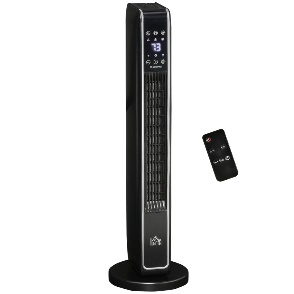 English Elm Homcom Ceramic Oscillating Tower Heater with Remote Timer and Three Modes for Any Room W2225P229133
