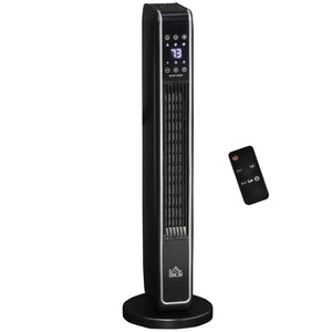 English Elm Homcom Ceramic Oscillating Tower Heater with Remote Timer and Three Modes for Any Room W2225P229133