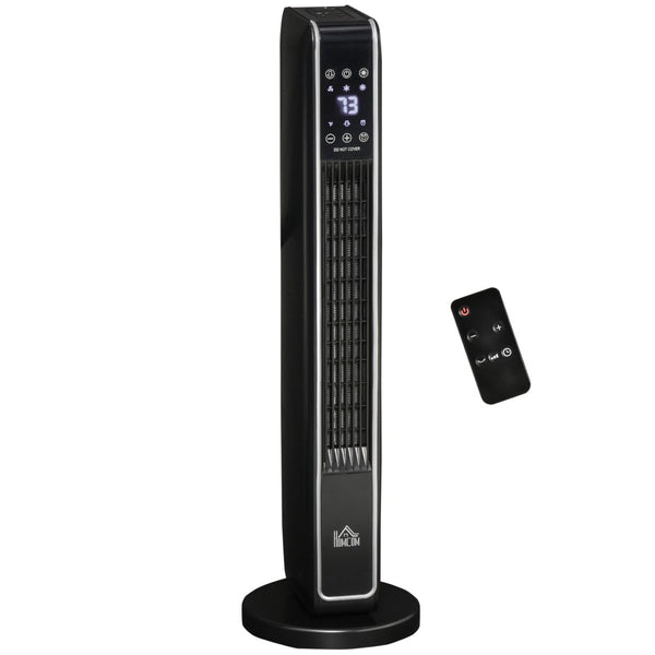English Elm Homcom Ceramic Oscillating Tower Heater with Remote Timer and Three Modes for Any Room W2225P229133
