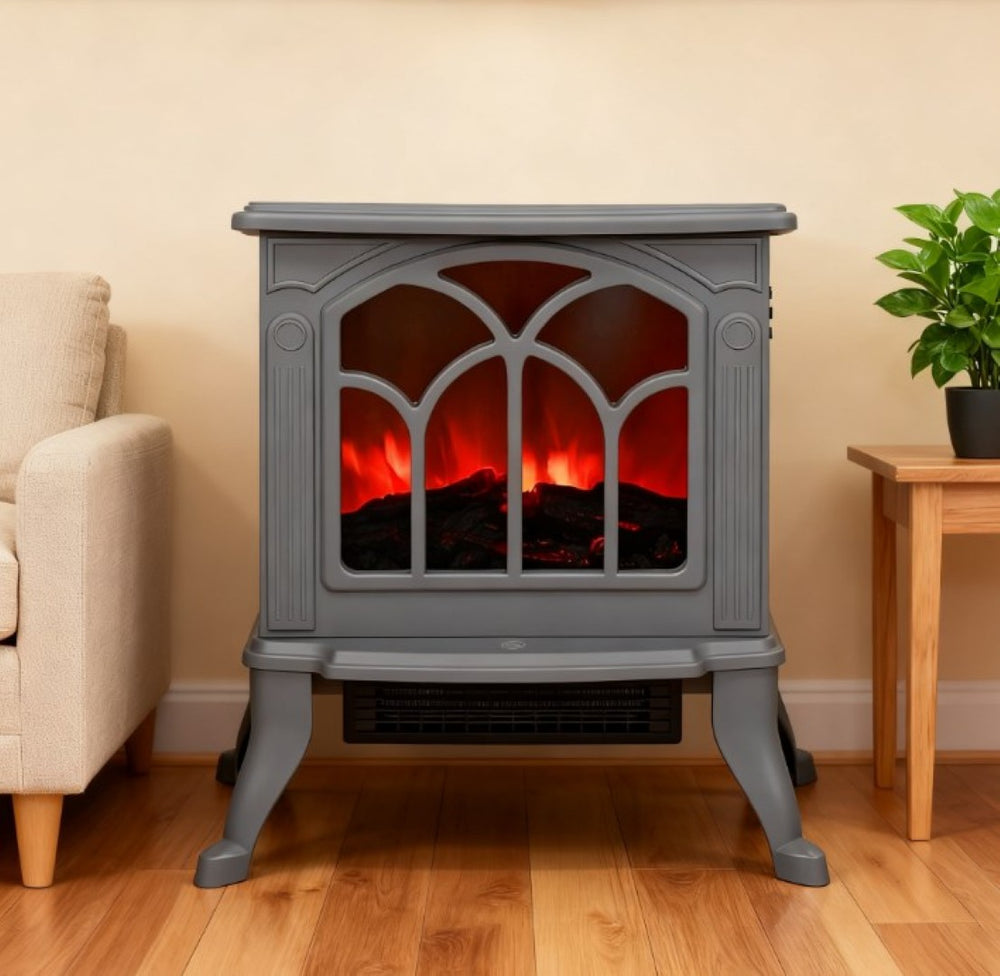 English Elm Cozy Freestanding Electric Stove Vintage Hearth Ambiance with Realistic Flame Effect T3971P412861