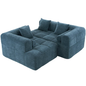 English Elm 101.2" Modern Sectional Sofa Full-Compressed Modular Couch with Deep Seating, Tufted Chenille Fabric, Pillows Included Blue N719S001890C