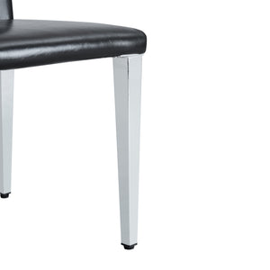 English Elm Four PU dining chairs with sleek silver metal legs, ergonomic PU seats, anti-slip feet, easy assembly, modern minimalist style Black+Silver W1151P269018