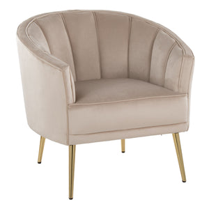 English Elm Tania Tufted Velvet Accent Chair with Gold Metal Legs — Contemporary Glam Seating, Cushioned Comfort Champagne B202P223876