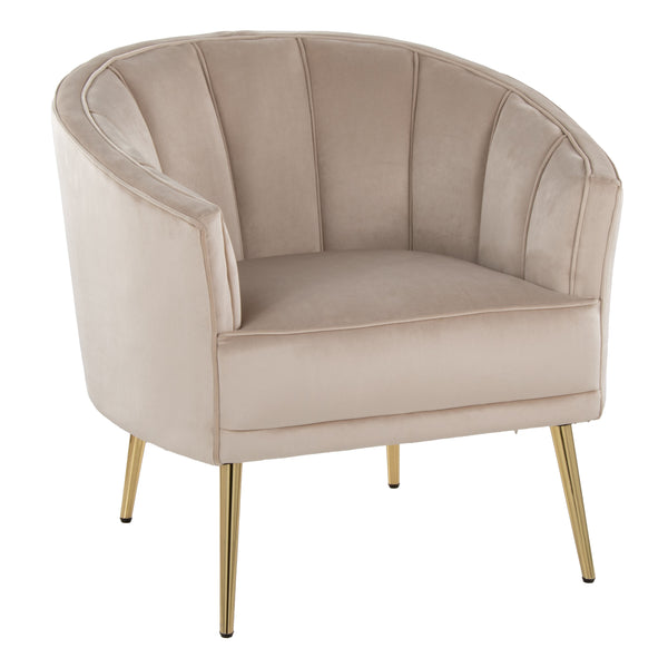 English Elm Tania Tufted Velvet Accent Chair with Gold Metal Legs — Contemporary Glam Seating, Cushioned Comfort Champagne B202P223876