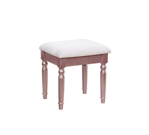 English Elm Transitional Glam Mirrored Vanity with Padded Stool, Spacious Drawers, Central Mirror for Prep and Storage Rose Gold 51 L x 21 W x 30 H B2741P400805