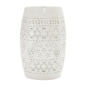 English Elm Christopher Knight Home® - LILAC Mosaic Side Table with Roman Ceramic Tile Top and Rust-Resistant Iron Frame for Indoors Outdoors White N770P182369W