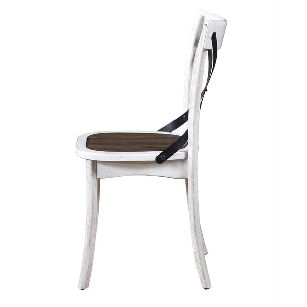 English Elm [Set Of 2] Rustic Farmhouse Dining Chairs With Metal X-Back, Solid Wood, Vintage Style For Any Space W2537P211113-GIGA