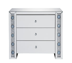 English Elm Sonia Mirrored Console Cabinet with Faux Agate Inlay and Crystal Knob Hardware B2726P446684