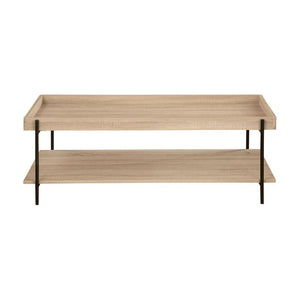 English Elm Rectangular Farmhouse-Style Coffee Table With Storage Shelf, Light Brown Wood & Metal Frame Design B016P379417-GIGA