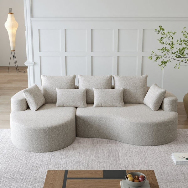 English Elm Modern Chenille Cloud Sectional Sofa Oversized 4 Seat Curved Couch for Living Room W834S00484
