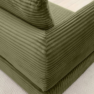 English Elm 2-in-1 Corduroy Futon Sofa Sleeper with Foam Fill and Modular Floor Profile Green W1117P417299