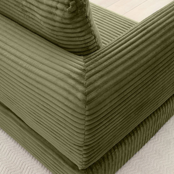English Elm 2-in-1 Corduroy Futon Sofa Sleeper with Foam Fill and Modular Floor Profile Green W1117P417299