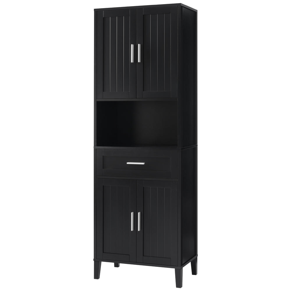 English Elm 70.9" High Freestanding Tall Bathroom Cabinet with Soft-Close Doors, Drawer & Adjustable Shelves for Organized Living Black N729P272001B