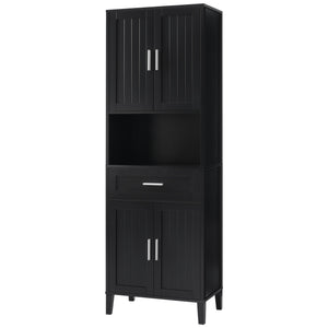 English Elm 70.9" High Freestanding Tall Bathroom Cabinet with Soft-Close Doors, Drawer & Adjustable Shelves for Organized Living Black N729P272001B