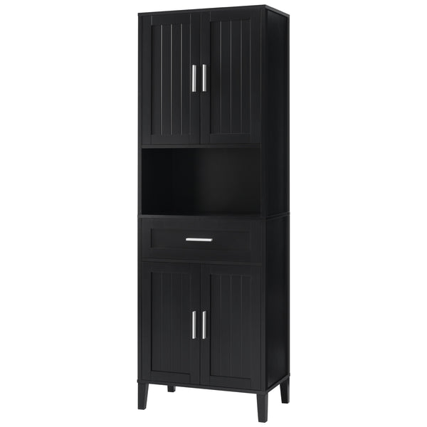 English Elm 70.9" High Freestanding Tall Bathroom Cabinet with Soft-Close Doors, Drawer & Adjustable Shelves for Organized Living Black N729P272001B
