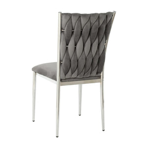 English Elm Modern Velvet Upholstered Dining Chairs Set of 2 with Electroplated Legs for Kitchen Dark Gray W210P301598