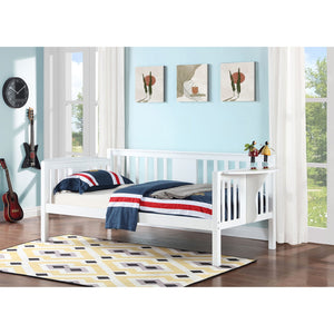 English Elm Albany Twin Daybed with Drop-Down Side Tables, White Wood Slat Design for Teens, Office & Guests B062P358373