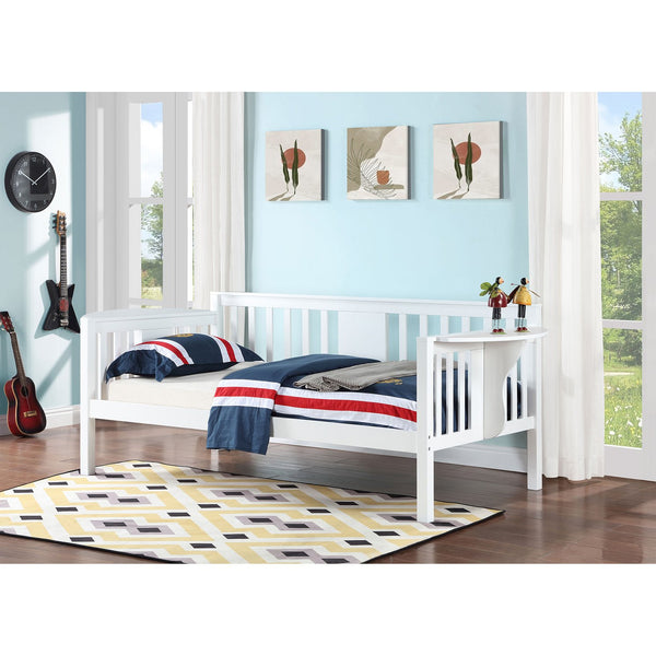English Elm Albany Twin Daybed with Drop-Down Side Tables, White Wood Slat Design for Teens, Office & Guests B062P358373