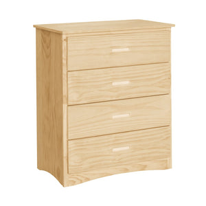 English Elm 4-drawer Vertical Pine Chest Compact Bedroom Storage with Smooth Glides Natural Finish B011P473068