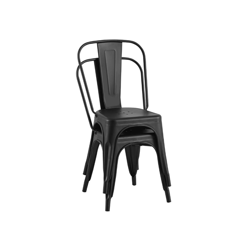English Elm Set Of 2 Matte Black Industrial Metal Dining Chairs – Lightweight, Stackable, Easy-Clean & Modern Design B347P383388-GIGA