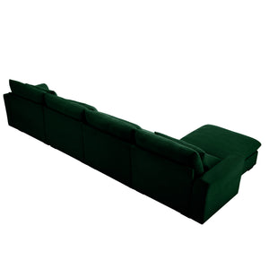 English Elm Large L Shape Sectional Corduroy Sofa with Deep Seats, Storage Ottoman, Ergonomic Support, Modular Comfort for Living Room Green W714S00673