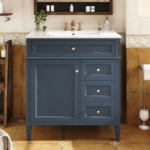 English Elm 30'' Modern Bathroom Vanity With Ceramic Sink, Stylish Storage, 2 Drawers & Tip-Out For Organization N710P250194C