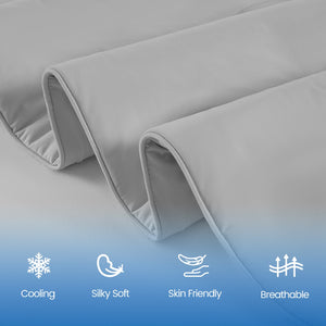 English Elm 1-piece Queen Cooling Comforter Nylon Spandex Shell Wave Quilted Breathable Lightweight Fill Gray B035P408408