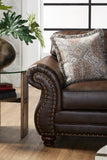 Leinster Fabric Upholstered Nailhead Loveseat In Espresso