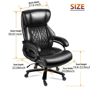 English Elm 500lbs Capacity Executive Office Chair Wide Spring Seat Ergonomic Lumbar Support Swivel W5201P418041