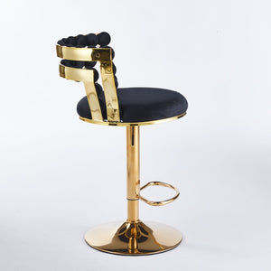 English Elm Modern Upholstered Bar Chair Set of 2 with Powder-Coated Metal Legs, Plush Cushioning & Supportive Backrest For Dining, Cafe, Living Room Golden W234P346079