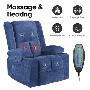 English Elm Power Lift Recliner Chair With Massage, Heat, Usb Ports & Cup Holders - Ideal For Seniors' Comfort! T3623P380499-GIGA