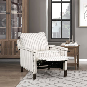 English Elm Traditional Elegant Push-Back Recliner Chair with Textured Stripe Fabric, Nailhead Trim, Solid Wood Legs, Durable Upholstery B011P277894