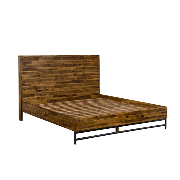 English Elm Dorvelle Rustic Acacia Platform Queen Bed with Antique Finish, No Box Spring, 7" Clearance, Brown B2736S00019