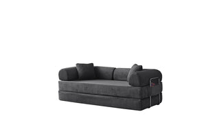 English Elm 78.8" Corduroy Modular Floor Sofa Convertible Sleeper Futon with Pillow Back Support Gray W5617P456004