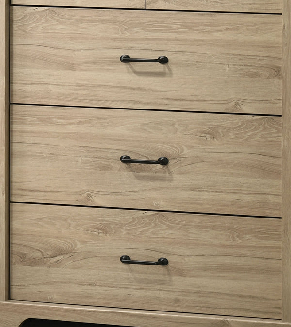 English Elm Elara Sleek 4-Drawer Chest with Bold Black Hardware — Modern Storage, Smooth-Glide Drawers, Durable Craftsmanship Light Oak B061P360307