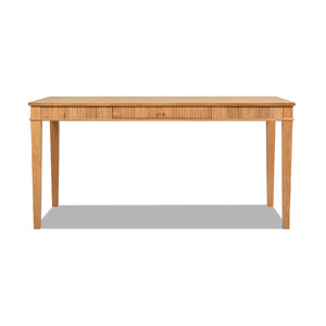 English Elm Jennifer Taylor Home - Dumont Modern Farmhouse Writing Desk with Fluted Sides, 1 Drawer, Natural Blonde Rubberwood Finish B2719P245962