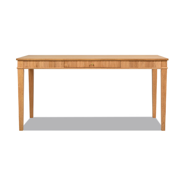 English Elm Jennifer Taylor Home - Dumont Modern Farmhouse Writing Desk with Fluted Sides, 1 Drawer, Natural Blonde Rubberwood Finish B2719P245962