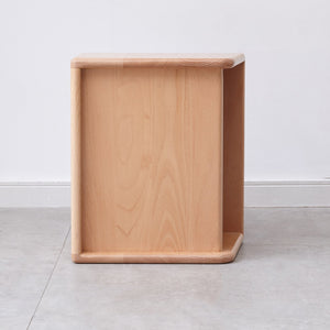 English Elm Pure Solid Wood Nightstand 0.4m — European Beech Compact Nordic Bedside Cabinet with Open Shelf, Rounded Edges for Safety and Cable Management W1283P242655