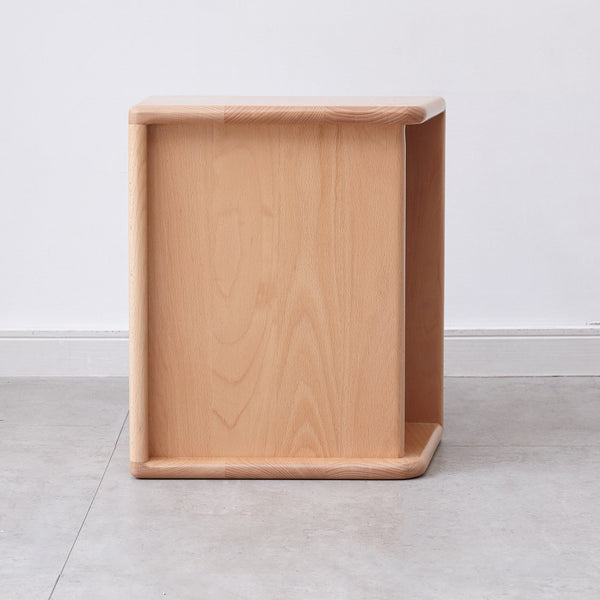 English Elm Pure Solid Wood Nightstand 0.4m — European Beech Compact Nordic Bedside Cabinet with Open Shelf, Rounded Edges for Safety and Cable Management W1283P242655