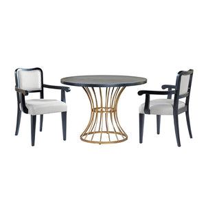 English Elm 42" Round Oak Veneer Pedestal Dining Set with Upholstered Chairs for Kitchen Nooks N842S000126B