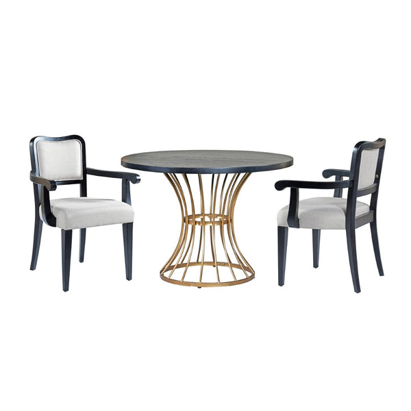 English Elm 42" Round Oak Veneer Pedestal Dining Set with Upholstered Chairs for Kitchen Nooks N842S000126B