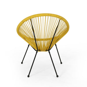 English Elm Anson Outdoor Accent Chairs Set of 2 Woven Rattan Basket Seat Patio Lounge Pair Yellow N773P404950Y