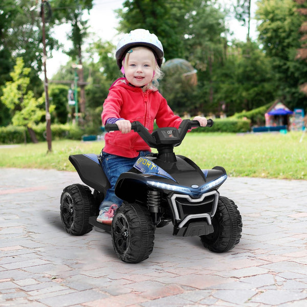 English Elm Qaba 6v Battery Powered Kids Atv Ride on Four Wheeler with Music Ages 2 to 6 Black W2225P249799